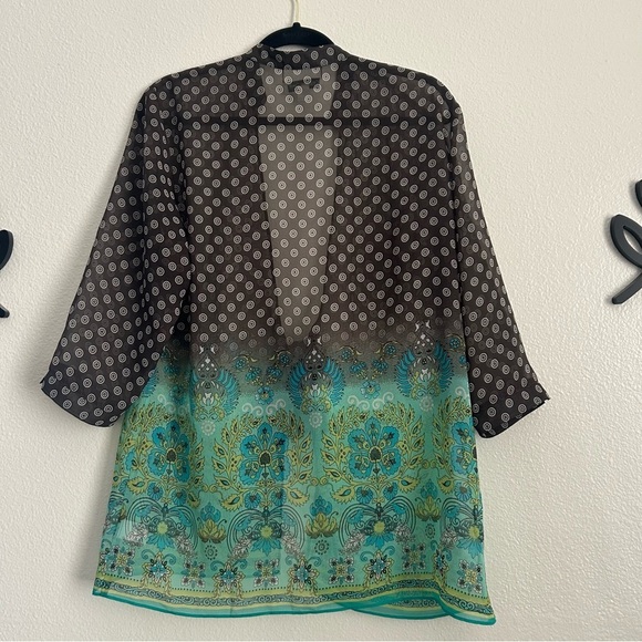 Coldwater Creek Sheer Front Tie Kimono Top - Picture 4 of 5